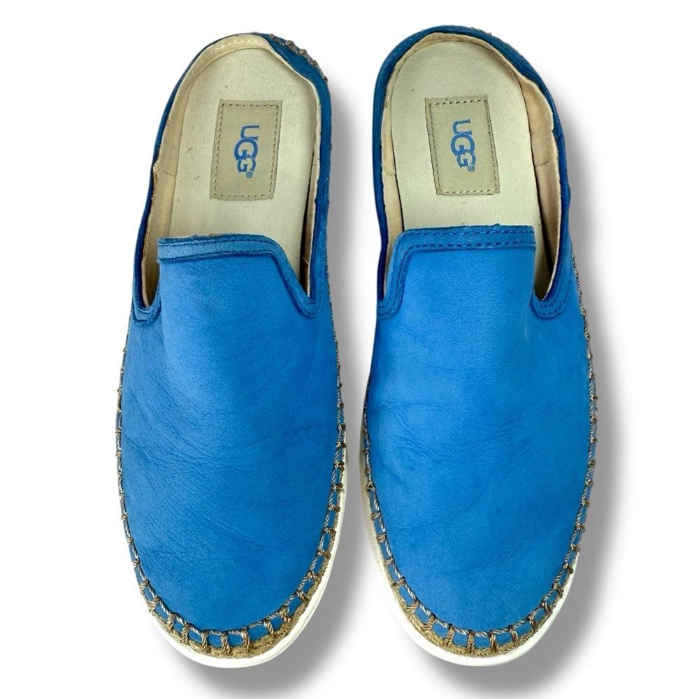 UGG Caleel Blue Suede Slip On Mule Espadrille Sneakers Size 6.5 Coastal Prep